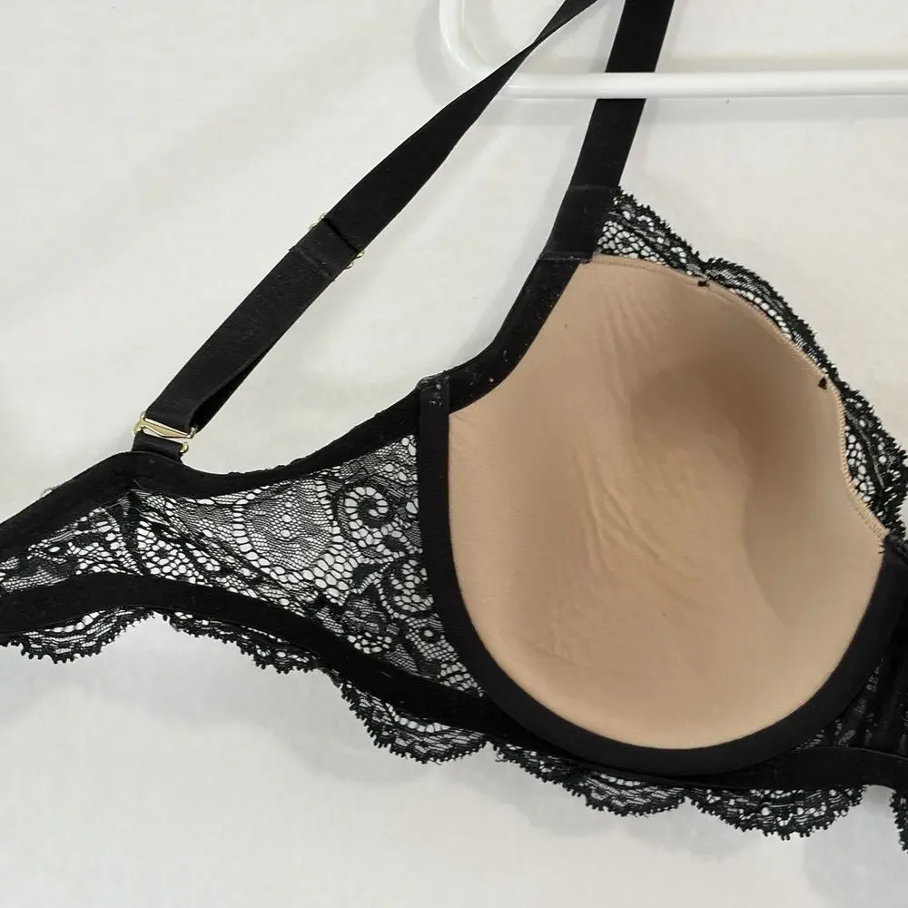Thirdlove 24/7 Lace Balconette Bra Black Size 32F Underwire